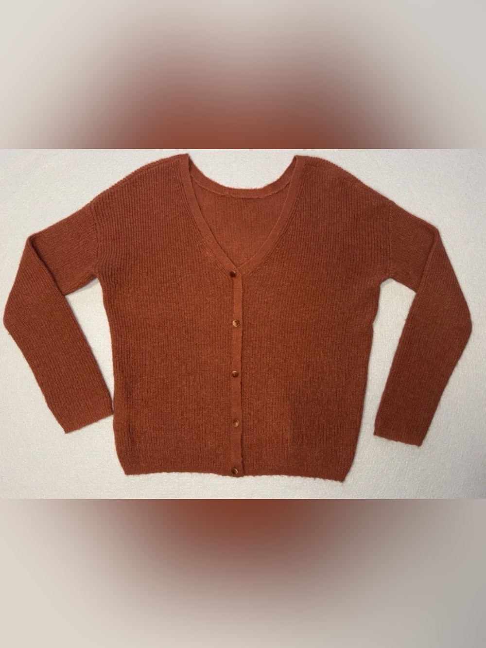 Boden Women’s Wool/Mohair Blend Burnt Orange Button Front Cardigan Sweater XS